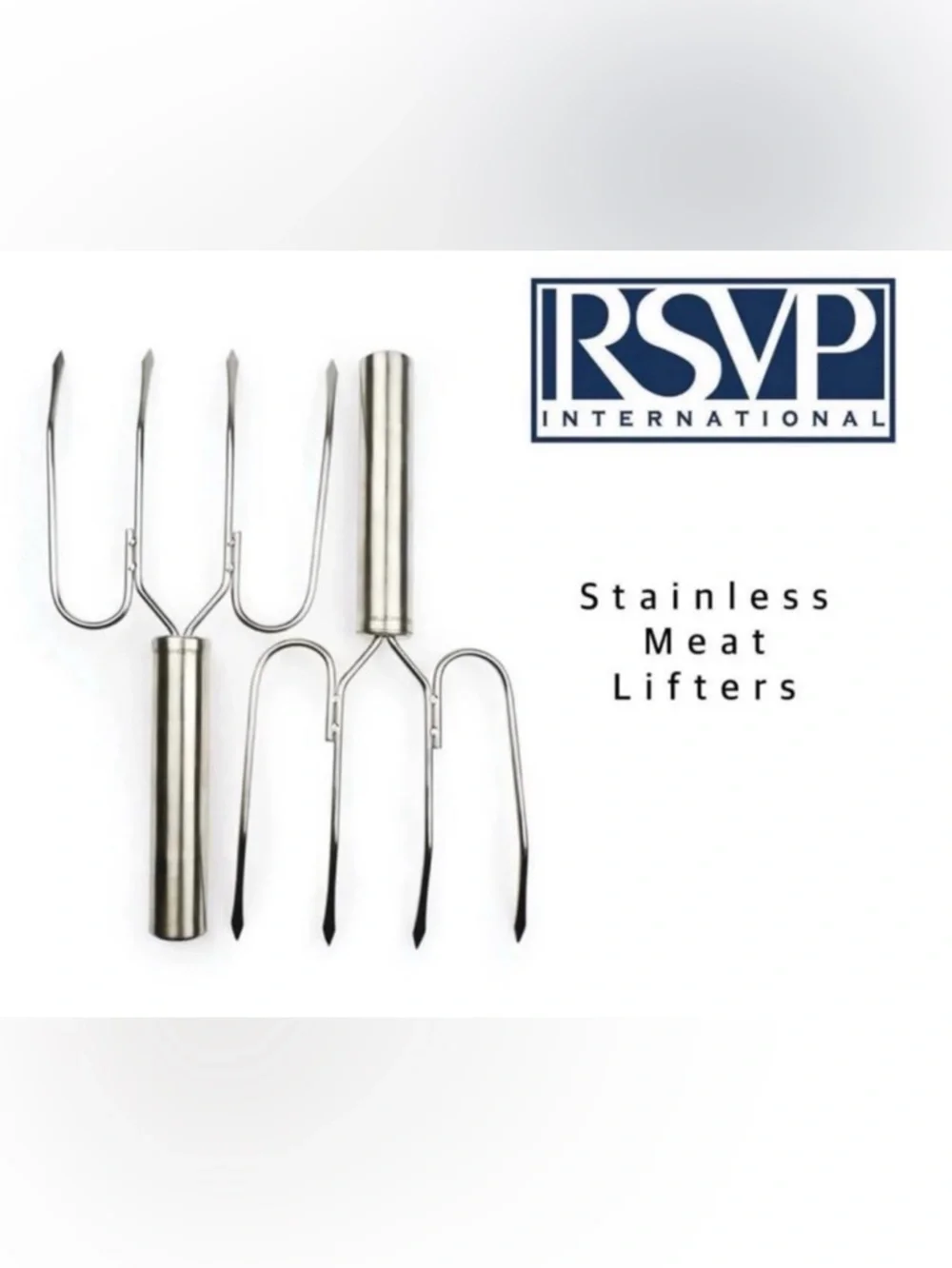 RSVP Endurance Stainless Steel Meat Lifters Set of 2 11 Inch Lifters